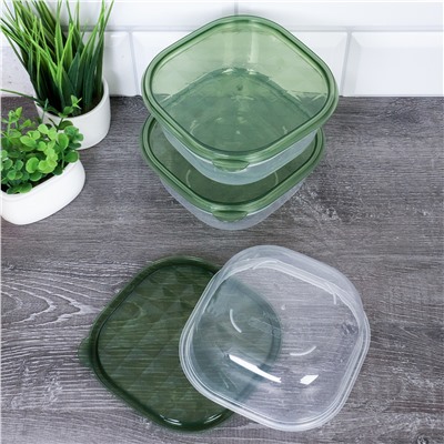 Контейнер квадратный 3 штуки 500 мл / P8 /уп 126/12,5x4 см