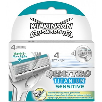 Кассеты для бритвы Schick (Wilkinson Sword) QUATTRO Titanium/ Titanium Sensitive (4шт) (Старый дизайн)