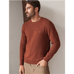 Джемпер с круглым воротом из хлопка с нейлоном