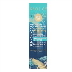 Pacifica, Sun + Skincare, Mineral Face Shade, SPF 30, Coconut Probiotic Technology, 1.7 fl oz (50 ml)
