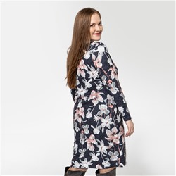 Платье, трикотаж, синий, белый