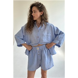 Костюм женский  SET019/32/Голубой, белый