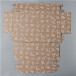 Коробка новогодняя складная «Шишки», бурый, 27×21×9 см, Новый год