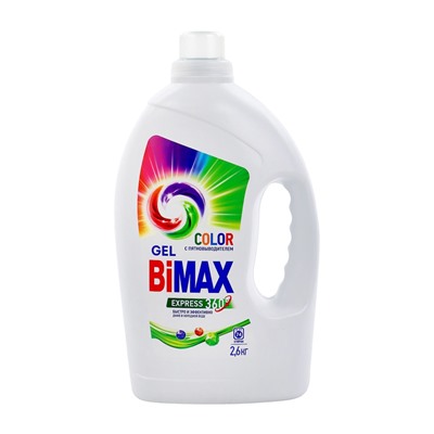 Жидкое средство для стирки BiMax Color, гель, для разноцветных тканей, 2.6 л