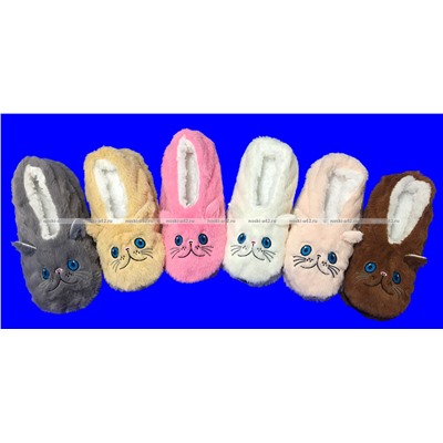 2 ПАРЫ - ПОДАРОЧНЫЙ НАБОР Носки-ТАПОЧКИ с мехом Мордочки женские