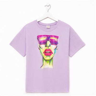 Футболка женская MINAKU Girl, лиловая, размер 44