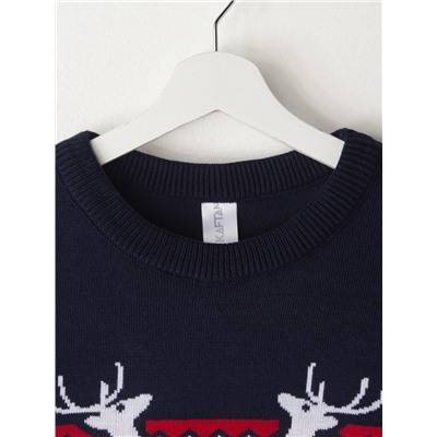 Свитер вязаный новогодний KAFTAN Family look, размер 44, синий