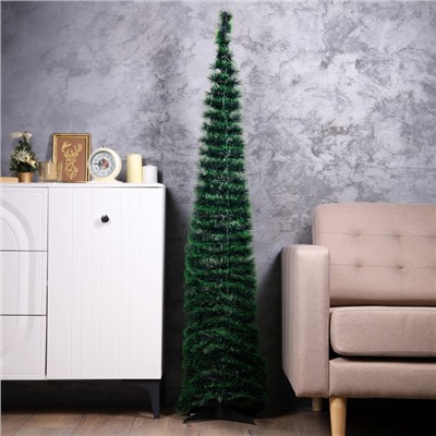 Светодиодная фигура из мишуры «Зеленая елка» 160×40 см, 300 LED, батарейки ААх3, свечение тёплое белое