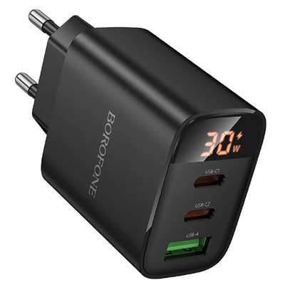 Адаптер Сетевой Borofone BA98A Ilustre PD 2Type-C/USB 3A/30W (black)