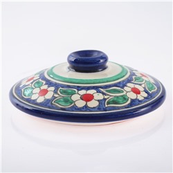 Сахарница узбекская Риштанская Керамика «Цветы», 250 мл, синяя