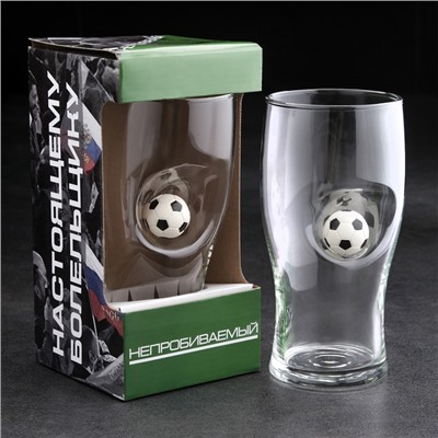 Бокал для пива с футбольным мячом «Непробиваемый», 500 мл