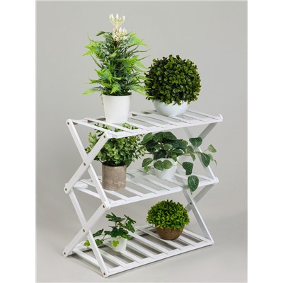 Подставка для цветов Greengo, 3 полки, 50×25×46 см, напольная, бамбук, белая