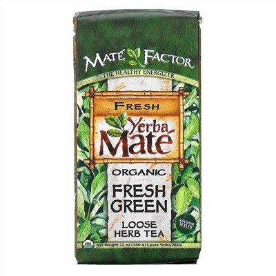 Mate Factor, Органический йерба мате, свежий зеленый листовой чай, 12 унций (340 г)