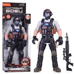 Солдат 31 см с оружием "Настоящий боец" BOX 40,5x15x6,5см, спецназовец в маске.