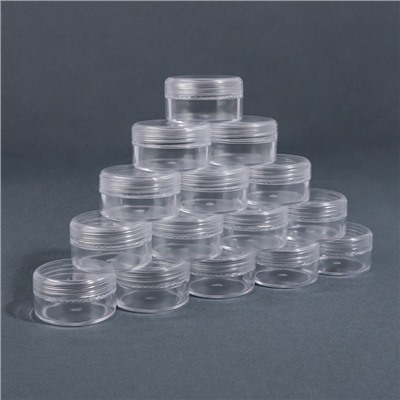 Набор баночек для мелочей, 16 шт., 10 мл, в чехле, прозрачный