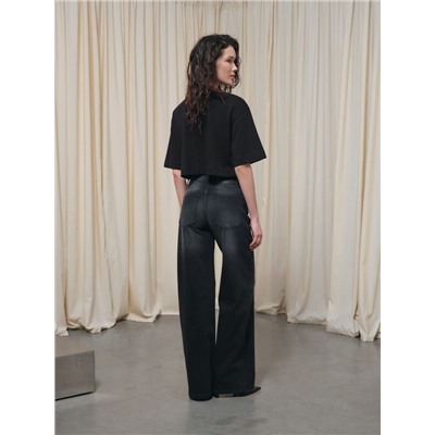 Актуальная коллекция CONTE CON-800 Чёрные джинсы wide leg с дополнительной петлёй для кастомизаций