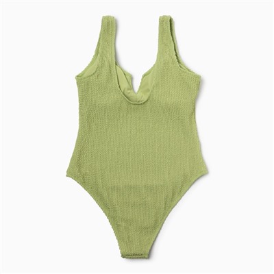 Купальник женский слитный фактурный MINAKU, размер 42, зелёный