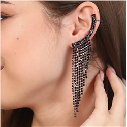 Серьги каффы с подвесками, цвет черный, арт.018.354