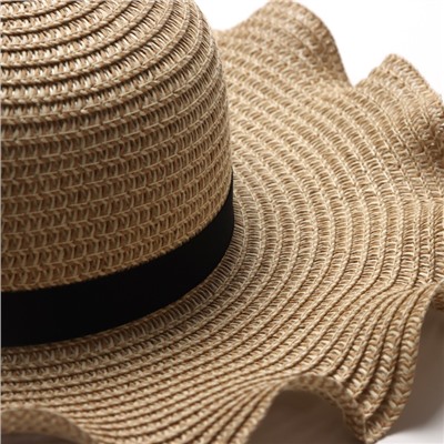 Шляпа для девочки с бантом MINAKU, размер 52, бежевая