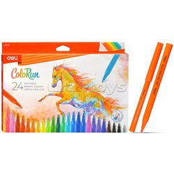 Фломастеры 24 цв вентилируемые, ColoRun, коробка с европодвесом
