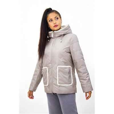 Модная куртка с меховой отделкой Тренд, арт. 926 демисезон. (Бежевый)