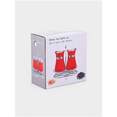 Набор для специй «Сияние.Silver», 2 шт., на подставке, стекло, серебристый