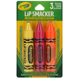 Lip Smacker, Crayola, Lip Balm, Trio Pack, 3 Pieces, 0.14 oz (4.0 g) Each
