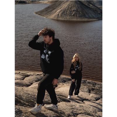 Толстовка с капюшоном РОСКОСМОС х ONLYTOP, р. S, чёрная