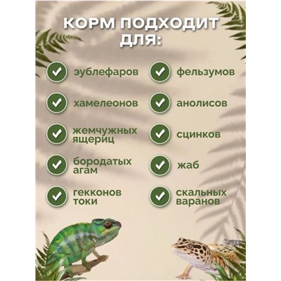 Корм для эублефаров, других насекомоядных рептилий и амфибий (желируемый) 50 г