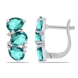 Серьги, аквамарин выращ., Неаполь