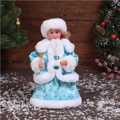 Снегурочка под ёлку «Зимнее волшебство. Пуговка ромбик» с подсветкой, двигается, 30 см, голубой