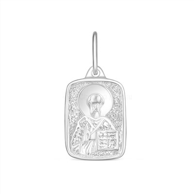 Подвеска религиозная из родированного серебра - святой Николай Чудотворец 925 пробы К3-518р