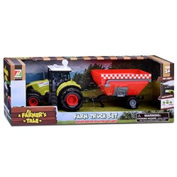 Трактор с красным прицепом, в коробке