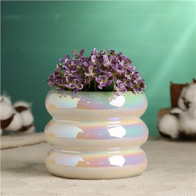 Декоративный горшок для цветов «Ханна», 11×11×10 см, керамический, белый