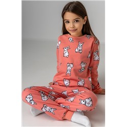 Хлопковая пижама для девочки из футера с начесом Happyfox