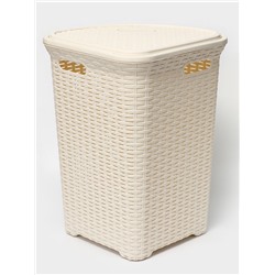 Корзина для белья угловая с крышкой «Ротанг», 60 л, 40.5×40.5×57 см, слоновая кость