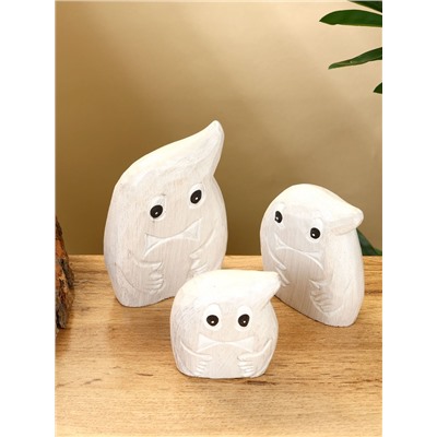 Набор сувенирный «Привидения», h=12 см, h=9 см, h=7 см, дерево, светлый