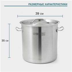 Кастрюля Hanna Knövell HoReCa, 20 л, толщина 0.8 мм, 201 сталь, с крышкой, нержавеющая сталь