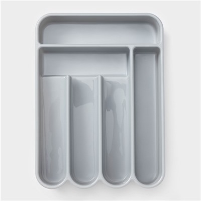 Лоток для столовых приборов, 6 отделений, 35.5×26×5 см, пластик, серый