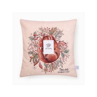 Наволочка декоративная новогодняя «Этель. Белочка» 40×40 см, велюр