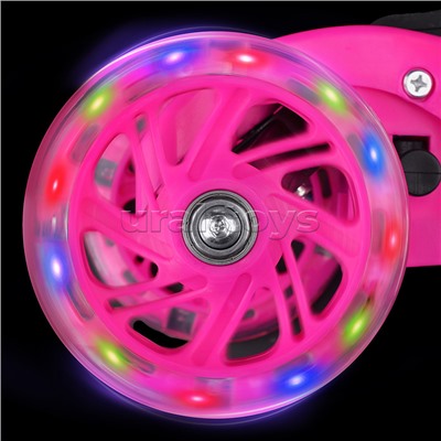 Самокат трёхколёсный ROCKET колёса световые PU, цвет розовый