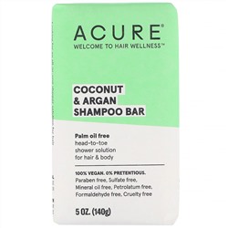 Acure, Твердый шампунь с кокосом и арганой, 140 г (5 унций)