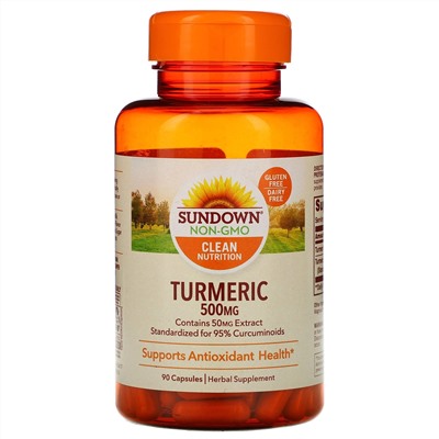 Sundown Naturals, Куркума, 500 мг, 90 капсул