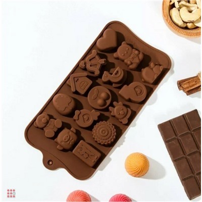 Форма силиконовая для льда и шоколада,карамели 15 ячеек, Микс