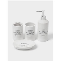 Аксессуары для ванной «Лофт», 4 предмета, мыльница, дозатор для мыла 440 мл, 2 стакана 320 мл, белые