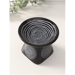 Аромалампа для эфирных масел «Водоворот», керамика, чёрная, 11×11×8 см