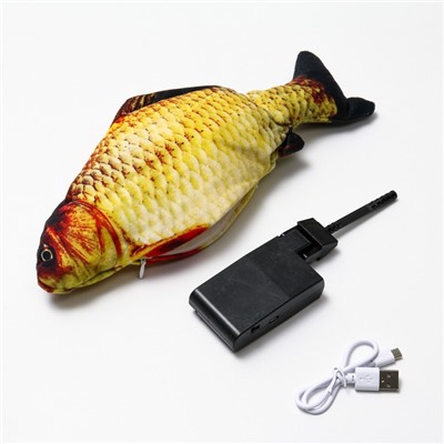 Игрушка для кошек «Карась» с двигающимся хвостом и с USB-зарядкой, 28 см