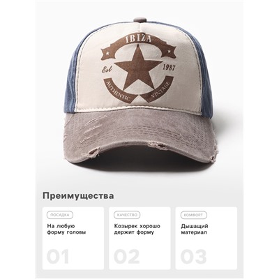 Кепка мужская MINAKU IBIZA, размер 56-58, синяя