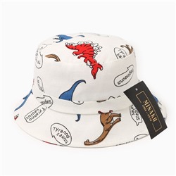 Панама детская MINAKU «Динозавры», размер 49-50, белая