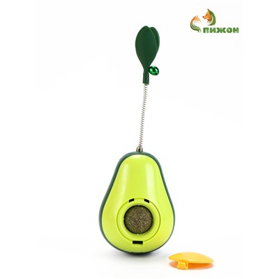 Игрушка-неваляшка с кошачьей мятой и пером «Авокадо», 15 см